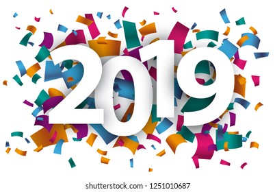 Confetti with text 2019. Eps 10 vector file.