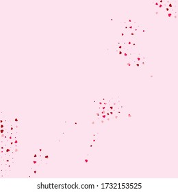 Confetti Texture. Pink Heart Banner. Decoration Banner. Vector Print. Valentine Illustration. Love Random. Wedding Design. Card Template. Frame Texture.