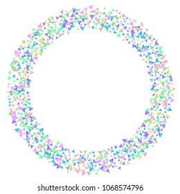 Confetti triangles on a white background. Illustration of a drop of multicolored shiny particles. Decorative element. Luxury background for your design, cards, invitations, gift, vip.