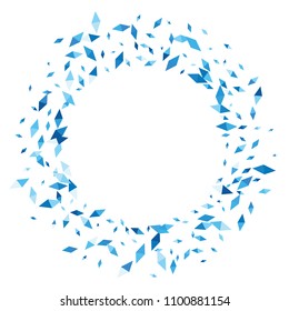 Confetti of two-colored rhombs isolated on white background.Falling confetti from minimalistic geometric figures. Abstract triangles and rombs for label, card, poster, cover, leaflet, textile design.