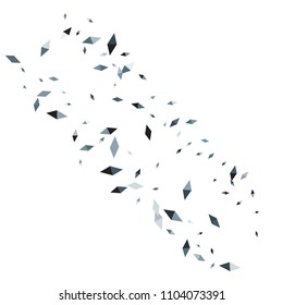 Confetti of two-colored rhombs isolated on white background.Falling confetti from minimalistic geometric figures. Abstract triangles and rombs for label, card, poster, cover, leaflet, textile design.