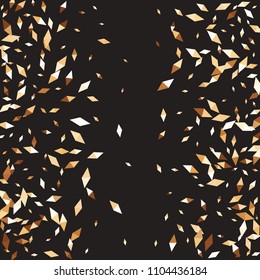 Confetti of two-colored rhombs isolated on white background.Falling confetti from minimalistic geometric figures. Abstract triangles and rombs for label, card, poster, cover, leaflet, textile design.