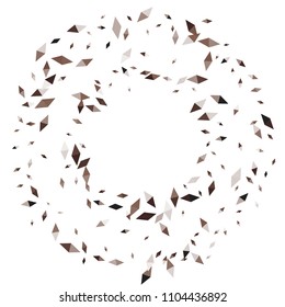 Confetti of two-colored rhombs isolated on white background.Falling confetti from minimalistic geometric figures. Abstract triangles and rombs for label, card, poster, cover, leaflet, textile design.