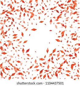 Confetti of two-colored rhombs isolated on white background.Falling confetti from minimalistic geometric figures. Abstract triangles and rombs for label, card, poster, cover, leaflet, textile design.