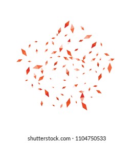 Confetti of two-colored rhombs isolated on white background.Falling confetti from minimalistic geometric figures. Abstract triangles and rombs for label, card, poster, cover, leaflet, textile design.