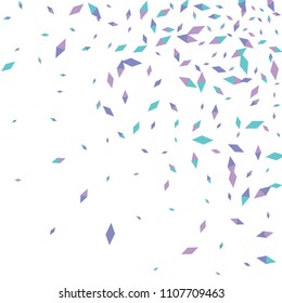 Confetti of two-colored rhombs isolated on white background.Falling confetti from minimalistic geometric figures. Abstract triangles and rombs for label, card, poster, cover, leaflet, textile design.