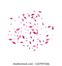 Confetti of two-colored rhombs isolated on white background.Falling confetti from minimalistic geometric figures. Abstract triangles and rombs for label, card, poster, cover, leaflet, textile design.