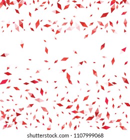 Confetti of two-colored rhombs isolated on white background.Falling confetti from minimalistic geometric figures. Abstract triangles and rombs for label, card, poster, cover, leaflet, textile design.
