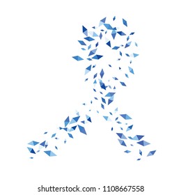 Confetti of two-colored rhombs isolated on white background.Falling confetti from minimalistic geometric figures. Abstract triangles and rombs for label, card, poster, cover, leaflet, textile design.