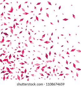 Confetti of two-colored rhombs isolated on white background.Falling confetti from minimalistic geometric figures. Abstract triangles and rombs for label, card, poster, cover, leaflet, textile design.