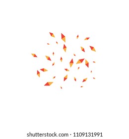 Confetti of two-colored rhombs isolated on white background.Falling confetti from minimalistic geometric figures. Abstract triangles and rombs for label, card, poster, cover, leaflet, textile design.