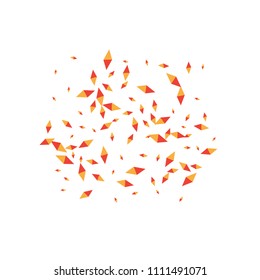 Confetti of two-colored rhombs isolated on white background.Falling confetti from minimalistic geometric figures. Abstract triangles and rombs for label, card, poster, cover, leaflet, textile design.