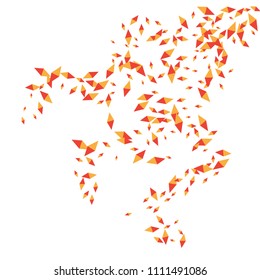 Confetti of two-colored rhombs isolated on white background.Falling confetti from minimalistic geometric figures. Abstract triangles and rombs for label, card, poster, cover, leaflet, textile design.
