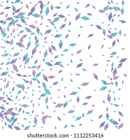 Confetti of two-colored rhombs isolated on white background.Falling confetti from minimalistic geometric figures. Abstract triangles and rombs for label, card, poster, cover, leaflet, textile design.