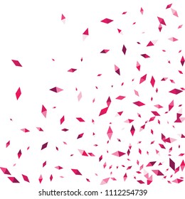 Confetti of two-colored rhombs isolated on white background.Falling confetti from minimalistic geometric figures. Abstract triangles and rombs for label, card, poster, cover, leaflet, textile design.