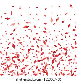 Confetti of two-colored rhombs isolated on white background.Falling confetti from minimalistic geometric figures. Abstract triangles and rombs for label, card, poster, cover, leaflet, textile design.