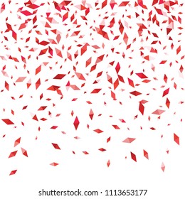 Confetti of two-colored rhombs isolated on white background.Falling confetti from minimalistic geometric figures. Abstract triangles and rombs for label, card, poster, cover, leaflet, textile design.