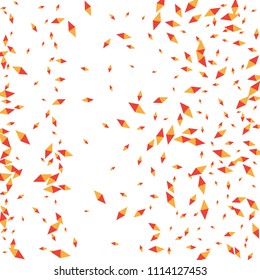 Confetti of two-colored rhombs isolated on white background.Falling confetti from minimalistic geometric figures. Abstract triangles and rombs for label, card, poster, cover, leaflet, textile design.