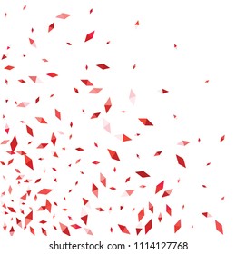 Confetti of two-colored rhombs isolated on white background.Falling confetti from minimalistic geometric figures. Abstract triangles and rombs for label, card, poster, cover, leaflet, textile design.