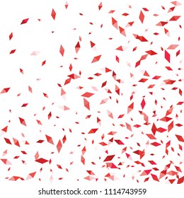 Confetti of two-colored rhombs isolated on white background.Falling confetti from minimalistic geometric figures. Abstract triangles and rombs for label, card, poster, cover, leaflet, textile design.