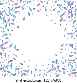 Confetti of two-colored rhombs isolated on white background.Falling confetti from minimalistic geometric figures. Abstract triangles and rombs for label, card, poster, cover, leaflet, textile design.