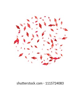 Confetti of two-colored rhombs isolated on white background.Falling confetti from minimalistic geometric figures. Abstract triangles and rombs for label, card, poster, cover, leaflet, textile design.