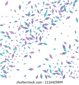 Confetti of two-colored rhombs isolated on white background.Falling confetti from minimalistic geometric figures. Abstract triangles and rombs for label, card, poster, cover, leaflet, textile design.