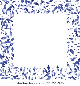 Confetti of two-colored rhombs isolated on white background.Falling confetti from minimalistic geometric figures. Abstract triangles and rombs for label, card, poster, cover, leaflet, textile design.