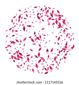 Confetti of two-colored rhombs isolated on white background.Falling confetti from minimalistic geometric figures. Abstract triangles and rombs for label, card, poster, cover, leaflet, textile design.