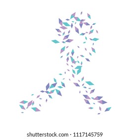 Confetti of two-colored rhombs isolated on white background.Falling confetti from minimalistic geometric figures. Abstract triangles and rombs for label, card, poster, cover, leaflet, textile design.
