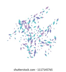 Confetti of two-colored rhombs isolated on white background.Falling confetti from minimalistic geometric figures. Abstract triangles and rombs for label, card, poster, cover, leaflet, textile design.
