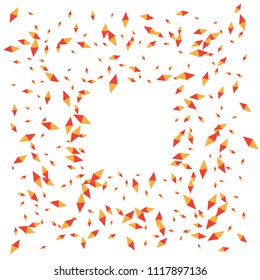 Confetti of two-colored rhombs isolated on white background.Falling confetti from minimalistic geometric figures. Abstract triangles and rombs for label, card, poster, cover, leaflet, textile design.