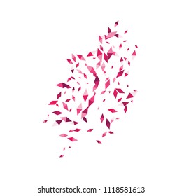 Confetti of two-colored rhombs isolated on white background.Falling confetti from minimalistic geometric figures. Abstract triangles and rombs for label, card, poster, cover, leaflet, textile design.