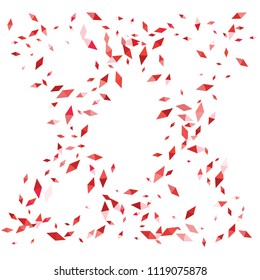 Confetti of two-colored rhombs isolated on white background.Falling confetti from minimalistic geometric figures. Abstract triangles and rombs for label, card, poster, cover, leaflet, textile design.