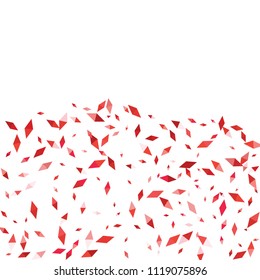 Confetti of two-colored rhombs isolated on white background.Falling confetti from minimalistic geometric figures. Abstract triangles and rombs for label, card, poster, cover, leaflet, textile design.