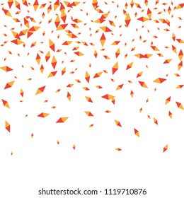 Confetti of two-colored rhombs isolated on white background.Falling confetti from minimalistic geometric figures. Abstract triangles and rombs for label, card, poster, cover, leaflet, textile design.