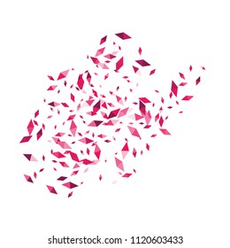 Confetti of two-colored rhombs isolated on white background.Falling confetti from minimalistic geometric figures. Abstract triangles and rombs for label, card, poster, cover, leaflet, textile design.