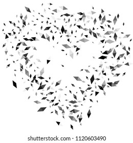 Confetti of two-colored rhombs isolated on white background.Falling confetti from minimalistic geometric figures. Abstract triangles and rombs for label, card, poster, cover, leaflet, textile design.