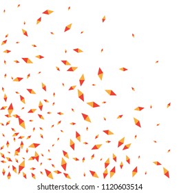 Confetti of two-colored rhombs isolated on white background.Falling confetti from minimalistic geometric figures. Abstract triangles and rombs for label, card, poster, cover, leaflet, textile design.
