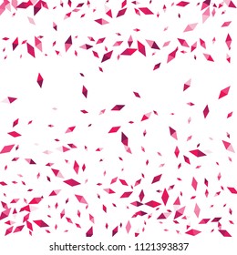 Confetti of two-colored rhombs isolated on white background.Falling confetti from minimalistic geometric figures. Abstract triangles and rombs for label, card, poster, cover, leaflet, textile design.