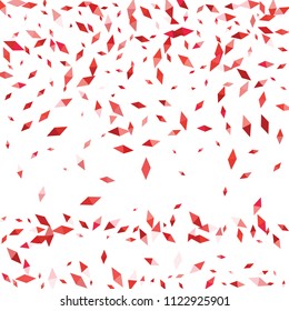 Confetti of two-colored rhombs isolated on white background.Falling confetti from minimalistic geometric figures. Abstract triangles and rombs for label, card, poster, cover, leaflet, textile design.