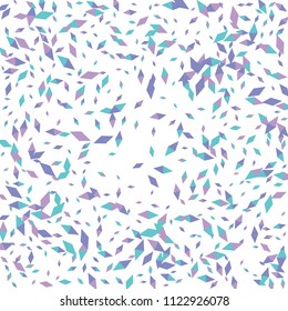 Confetti of two-colored rhombs isolated on white background.Falling confetti from minimalistic geometric figures. Abstract triangles and rombs for label, card, poster, cover, leaflet, textile design.