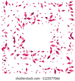 Confetti of two-colored rhombs isolated on white background.Falling confetti from minimalistic geometric figures. Abstract triangles and rombs for label, card, poster, cover, leaflet, textile design.