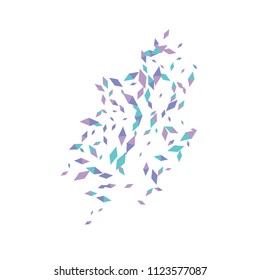 Confetti of two-colored rhombs isolated on white background.Falling confetti from minimalistic geometric figures. Abstract triangles and rombs for label, card, poster, cover, leaflet, textile design.