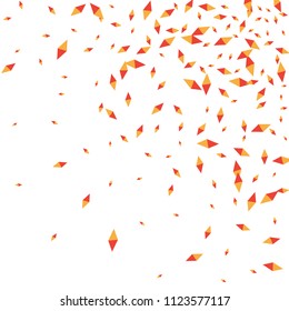 Confetti of two-colored rhombs isolated on white background.Falling confetti from minimalistic geometric figures. Abstract triangles and rombs for label, card, poster, cover, leaflet, textile design.