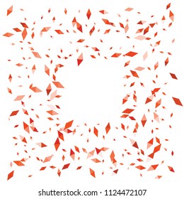 Confetti of two-colored rhombs isolated on white background.Falling confetti from minimalistic geometric figures. Abstract triangles and rombs for label, card, poster, cover, leaflet, textile design.