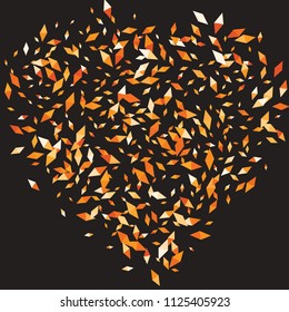 Confetti of two-colored rhombs isolated on white background.Falling confetti from minimalistic geometric figures. Abstract triangles and rombs for label, card, poster, cover, leaflet, textile design.
