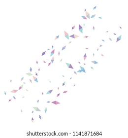 Confetti of two-colored rhombs isolated on white background.Falling confetti from minimalistic geometric figures. Abstract triangles and rombs for label, card, poster, cover, leaflet, textile design.