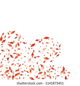 Confetti of two-colored rhombs isolated on white background.Falling confetti from minimalistic geometric figures. Abstract triangles and rombs for label, card, poster, cover, leaflet, textile design.
