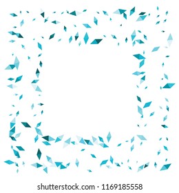 Confetti of two-colored rhombs isolated on white background.Falling confetti from minimalistic geometric figures. Abstract triangles and rombs for label, card, poster, cover, leaflet, textile design.